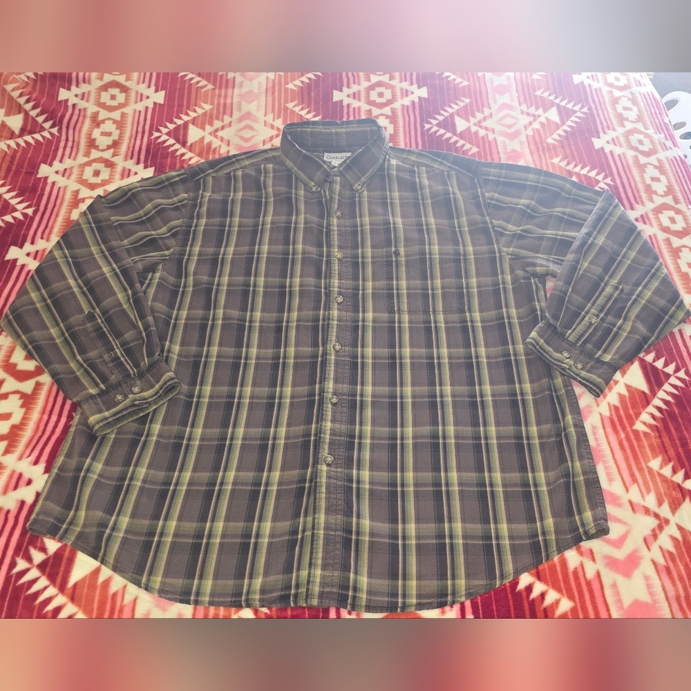 Carhartt Men’s 2XL Plaid Button Down Shirt Cotton